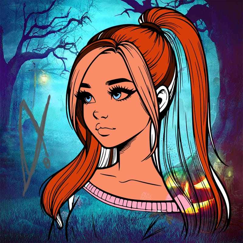 realistic girl with a high ponytail