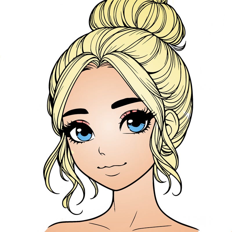 realistic pretty girl with hair in bun