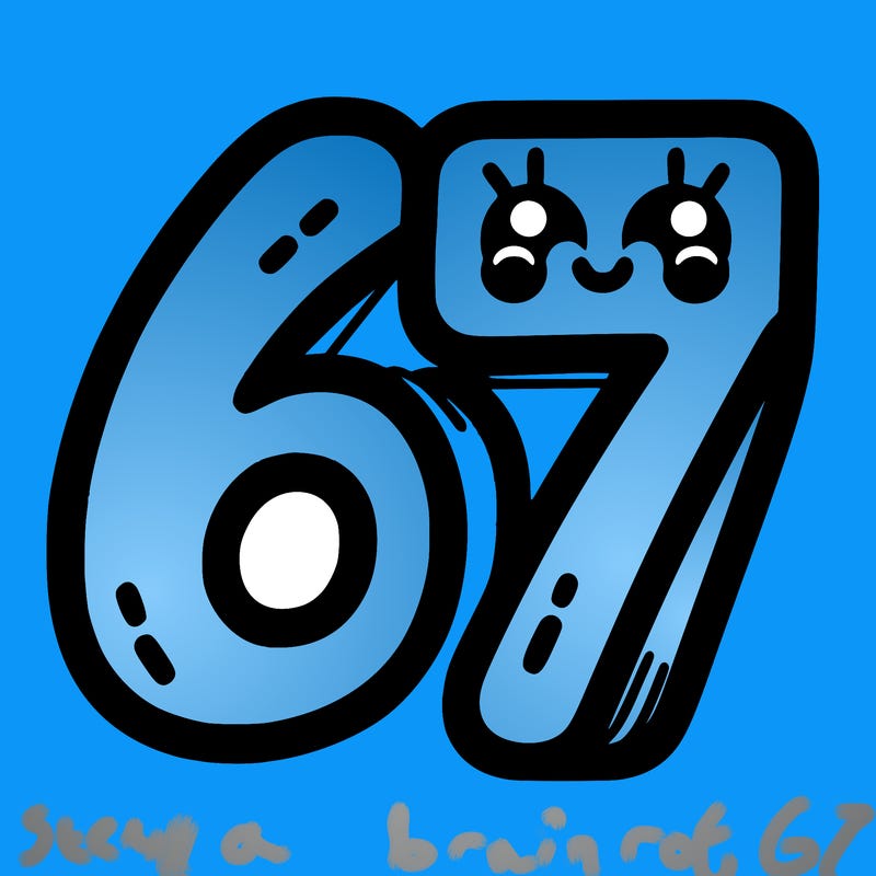 the numbers 67