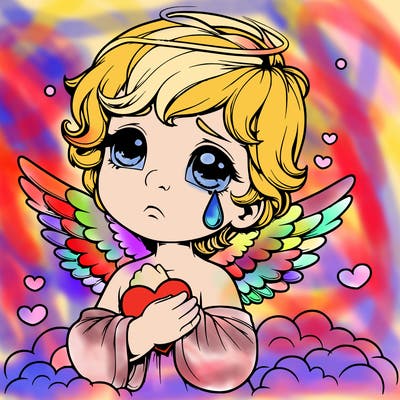 realistic angel holding a tear for my loved one