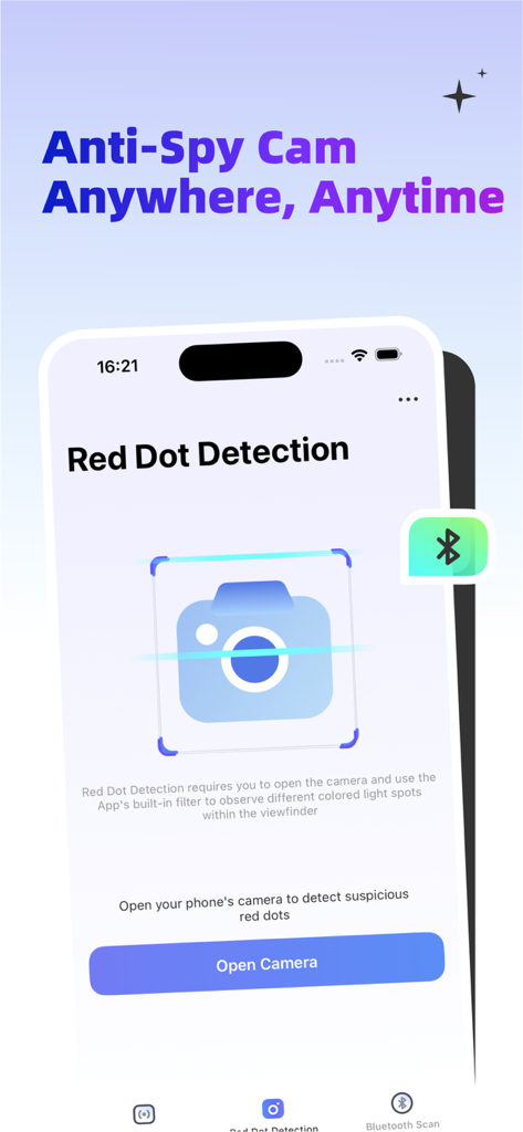Hidden Camera Detector Pro+ - 隠しカメラ検出Proアプリの赤点赤外線カメラ検出インターフェース