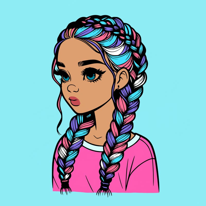 realistic girl with braids