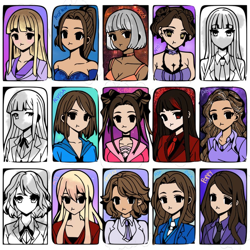 girls that look diffrent anime