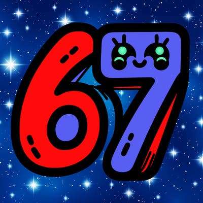 the numbers 67