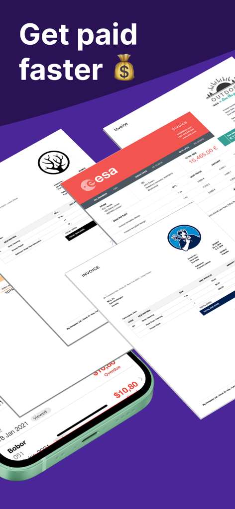 Easy Invoice Maker App - Professional invoice templates and mobile billing dashboard for small business owners