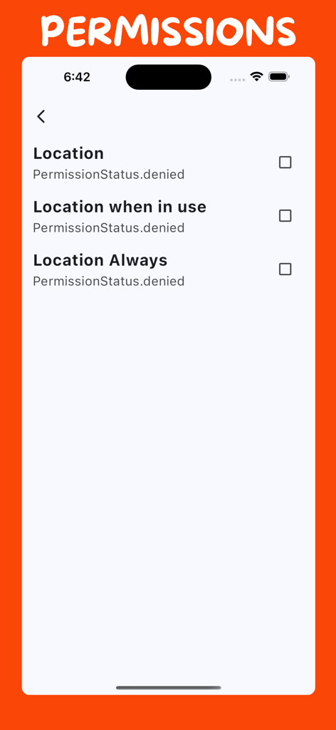 Berechtigungen des WLAN- und Geräteanalysator-Apps, die den Status des Standortzugriffs anzeigen