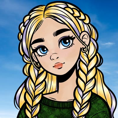 teen girl with braids in hair