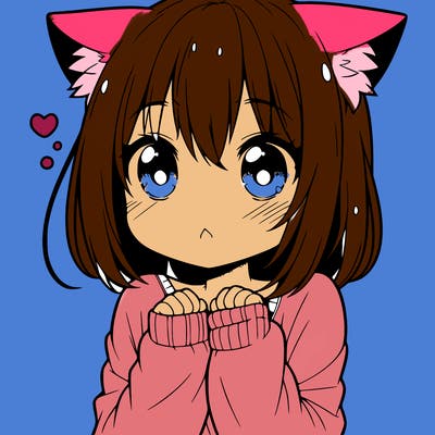 shy anime catgirl