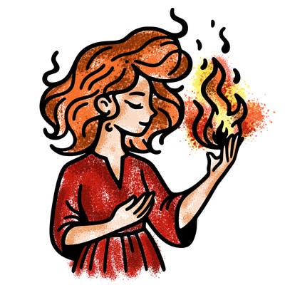 woman with fire