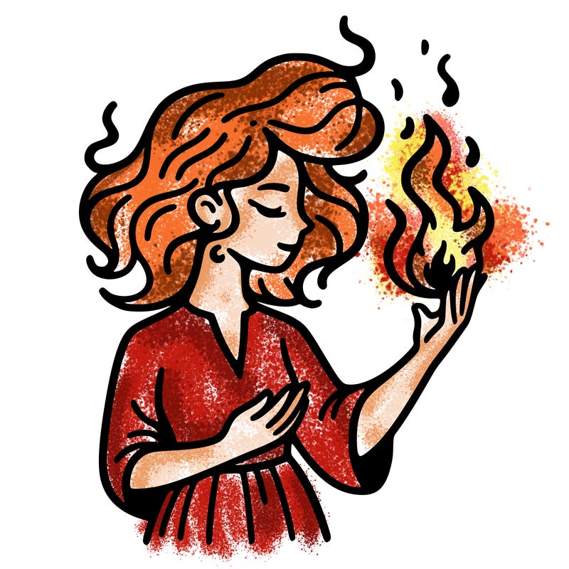 woman with fire