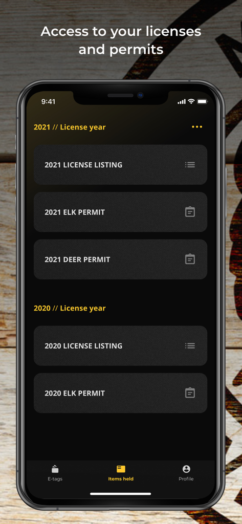 A digital wallet in the Montana MyFWP app displaying hunting and fishing licenses and permits