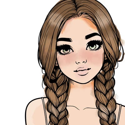 realistic girl with braids