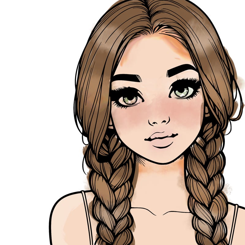 realistic girl with braids