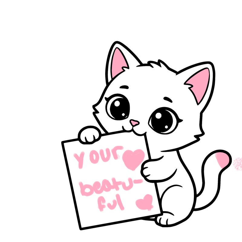 a small cat with a blank sheet of paper in its hand. the cat is sooooooo cute!