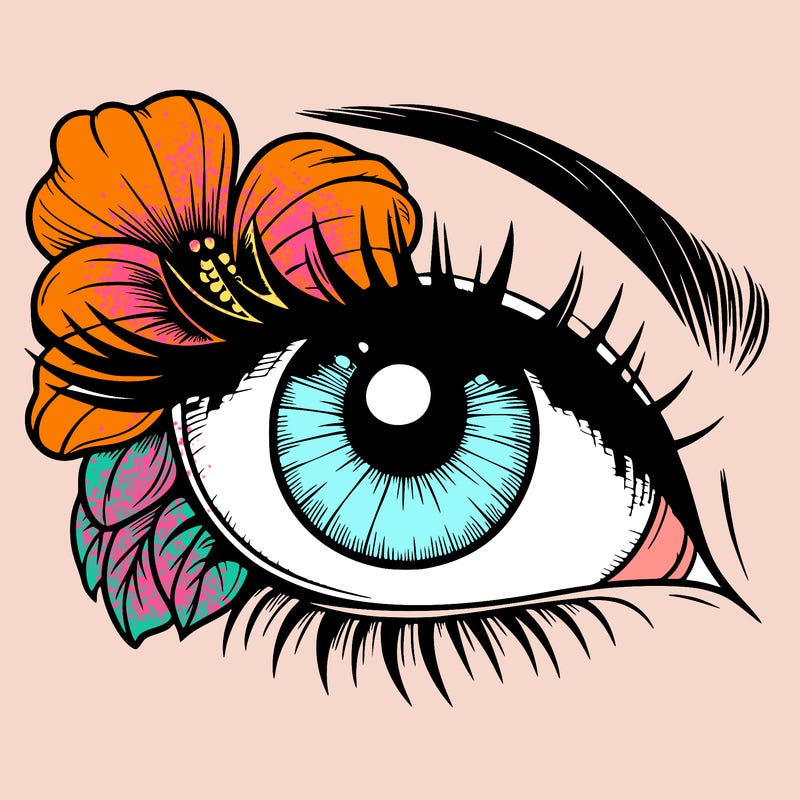 realistic eye with flower