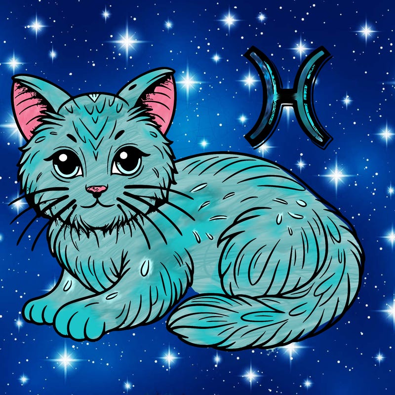 pisces zodiac cat realistic