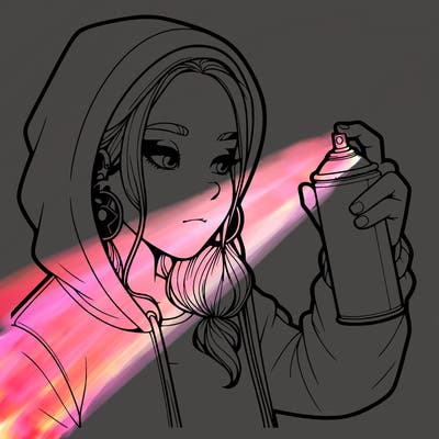 a realistic girl, spray painting