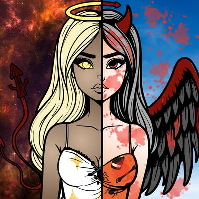 devil vs angel realistic girl