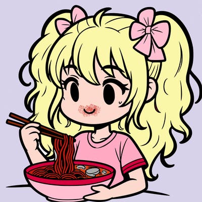 a girl eating ramen