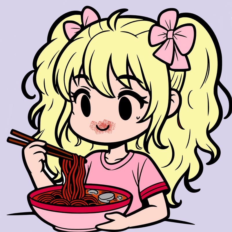 a girl eating ramen