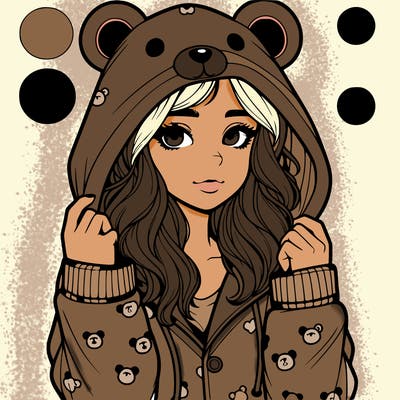 realistic girl in a animal pjs hoodie