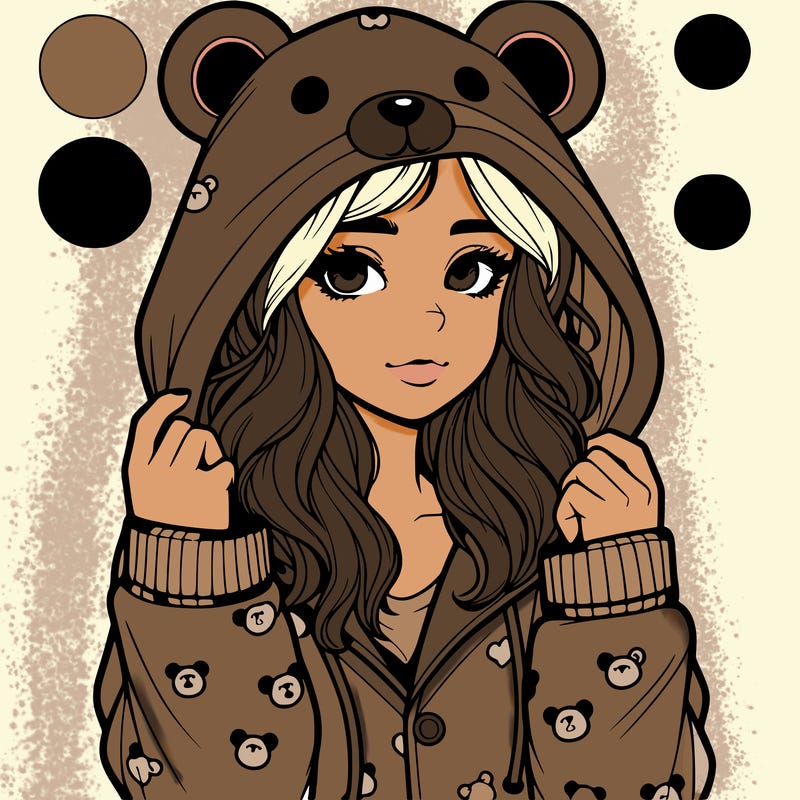realistic girl in a animal pjs hoodie