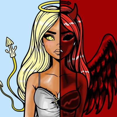 devil vs angel realistic girl