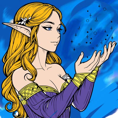 realistic elf girl doing magic