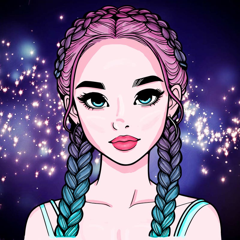 realistic girl with braids