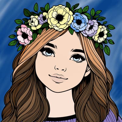 realistic girl with flower crown