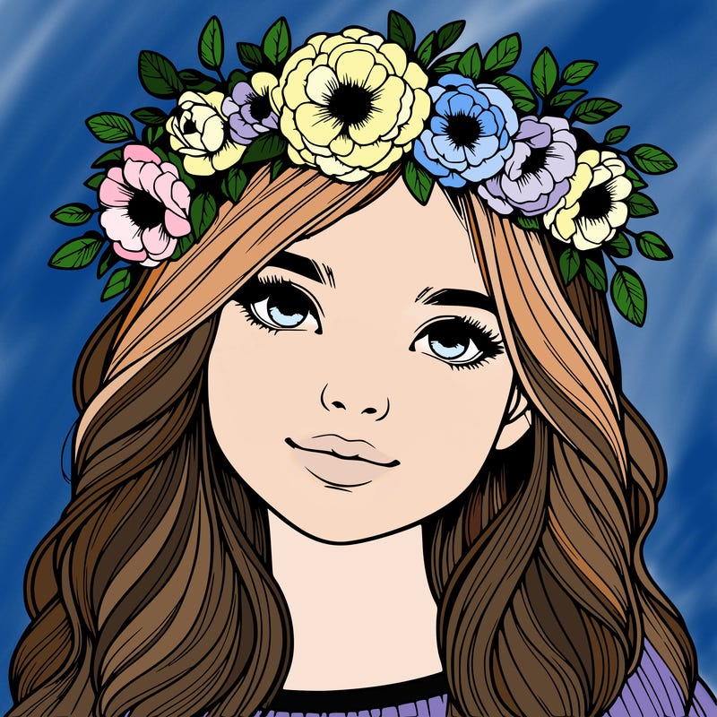 realistic girl with flower crown