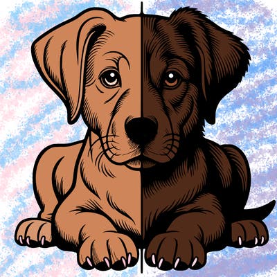 realistic dog split picture