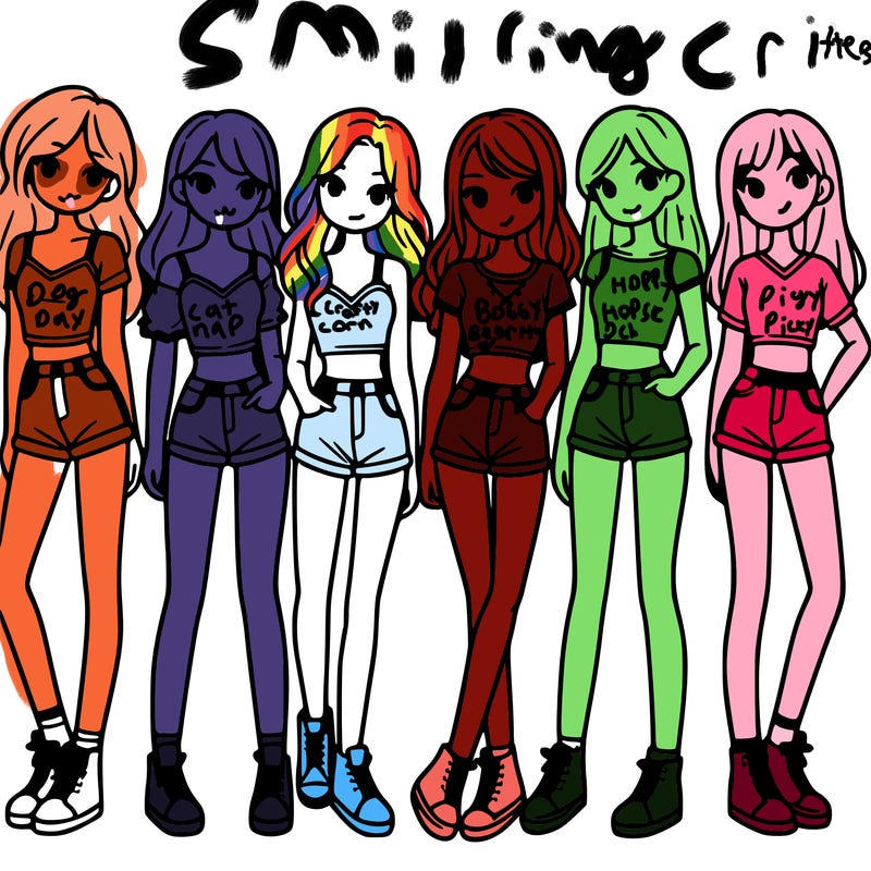 a group of girls wearing crop tops and shorts