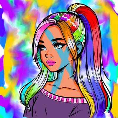 realistic girl with a high ponytail