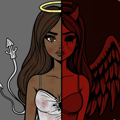 devil vs angel realistic girl