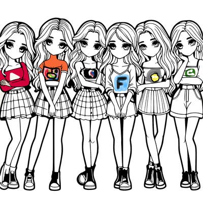 a group of girls realistic