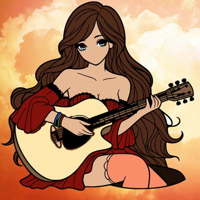 beautiful girl playing the guitar