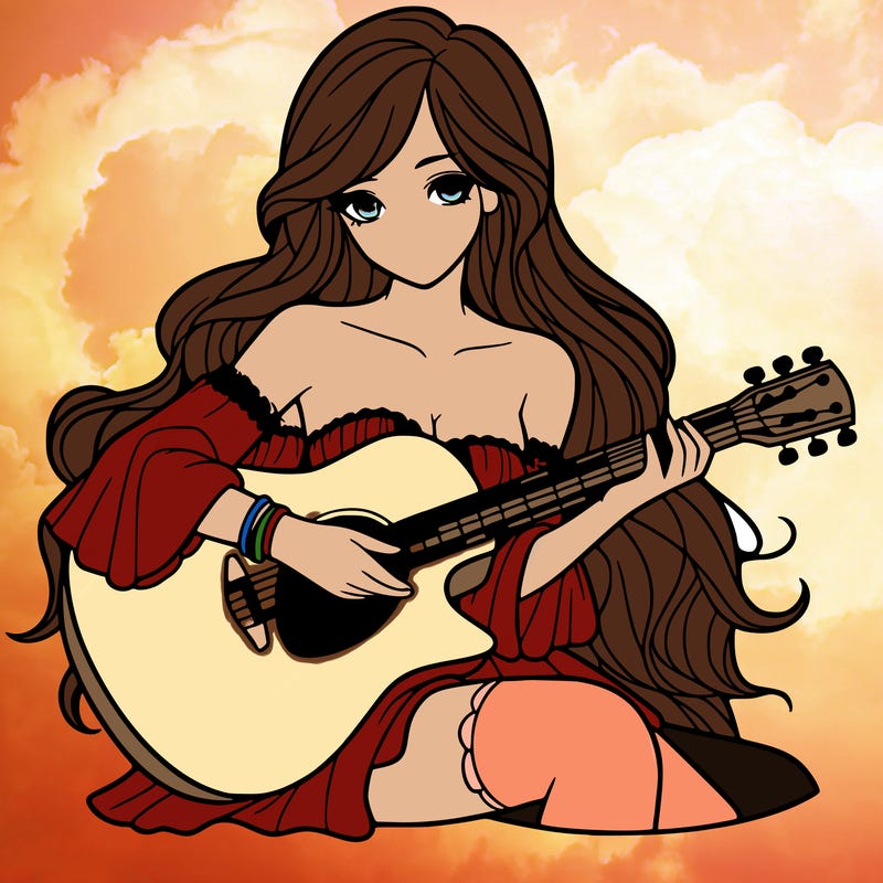 beautiful girl playing the guitar