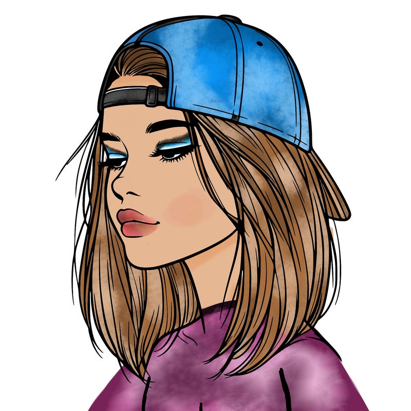realistic  girl with a backwards hat