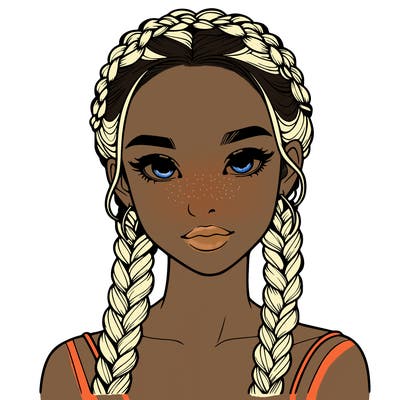 realistic girl with braids