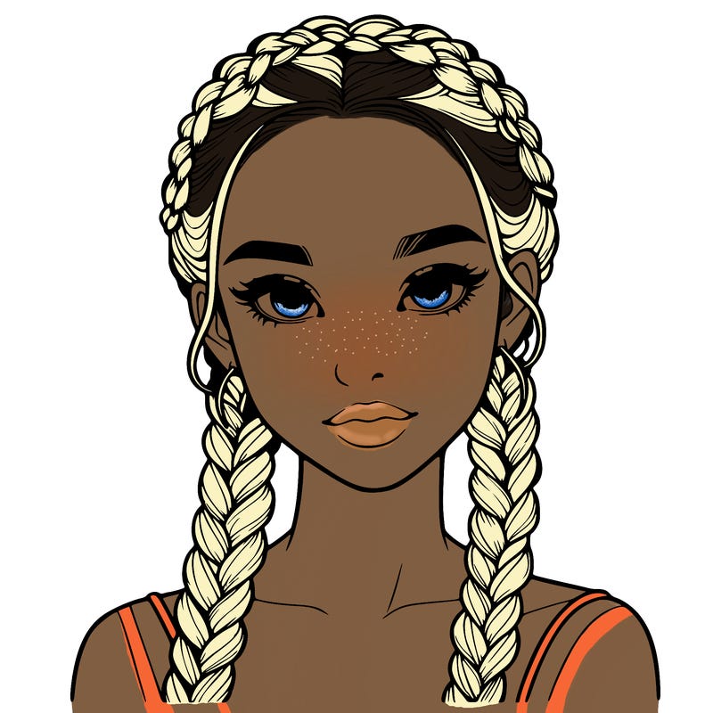 realistic girl with braids
