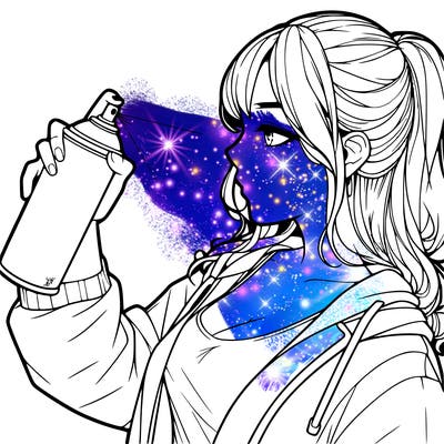 a realistic girl spray, painting