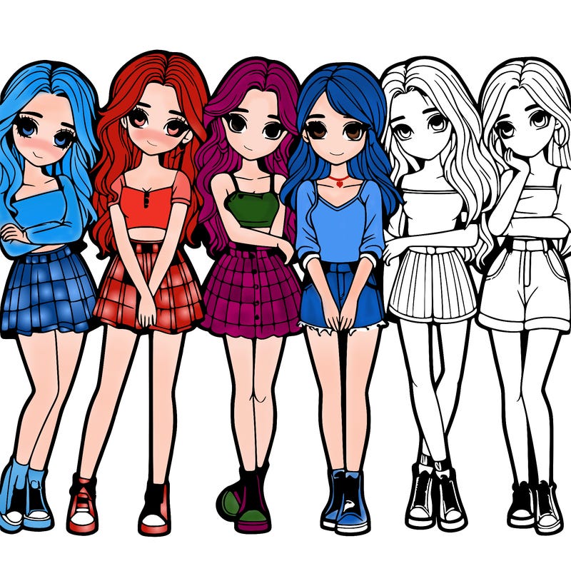 a group of girls realistic