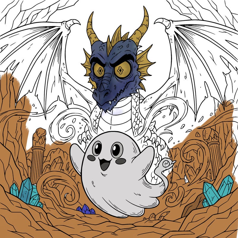 a picture of a zombie dragon, a ghost underground