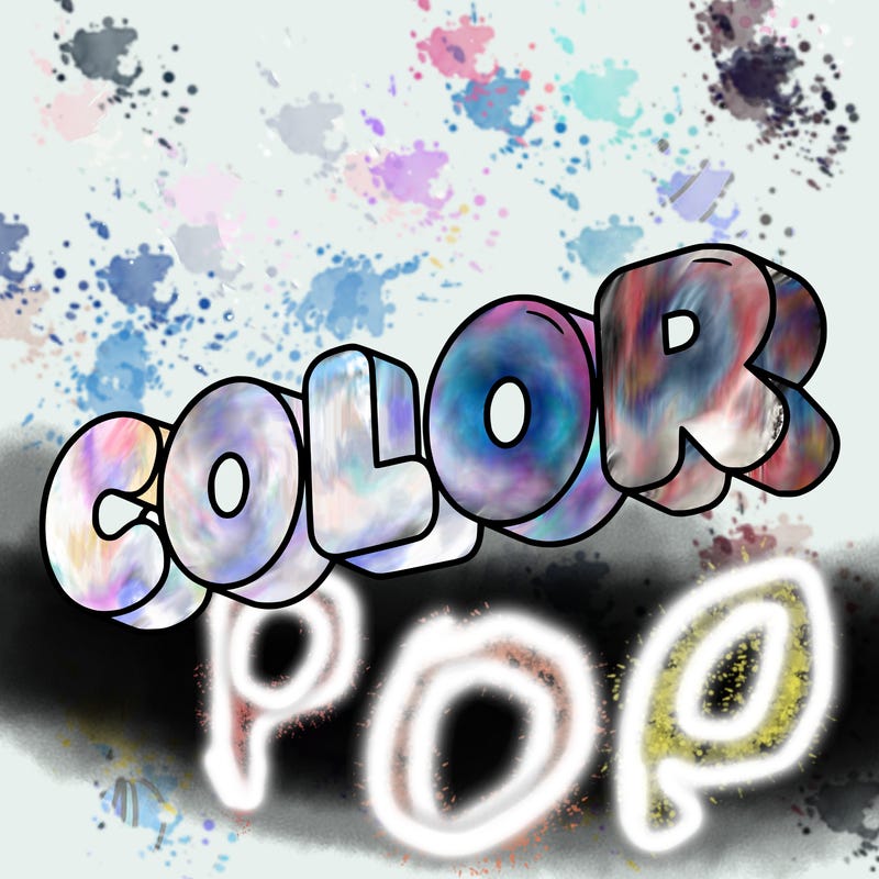 a sign that says color in bubble writing