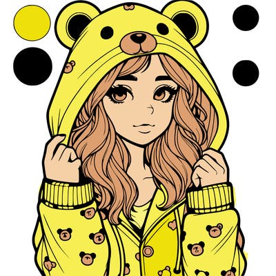 realistic girl in a animal pjs hoodie