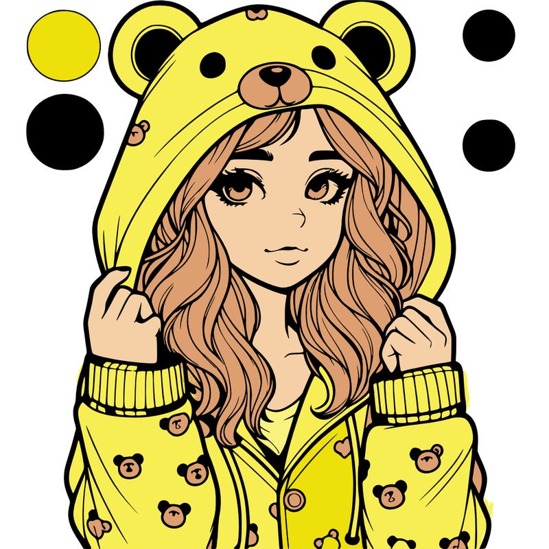 realistic girl in a animal pjs hoodie