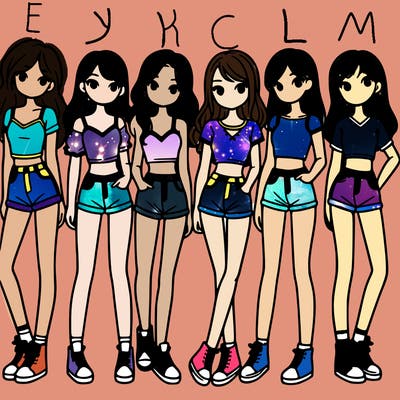 a group of girls wearing crop tops and shorts