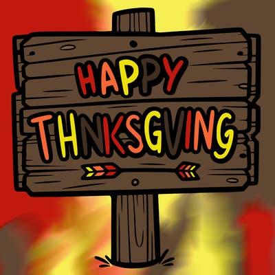 a sign that says "happy thanksgiving"