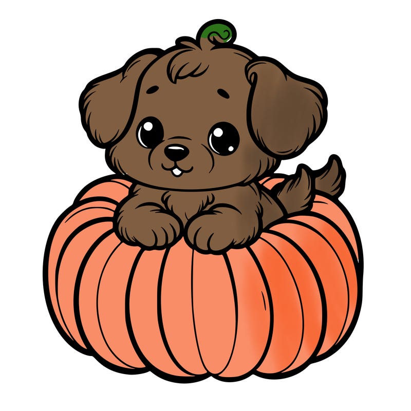 cute little puppy in a pumpkin